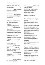 English Worksheet: Im yours - Jason Mraz