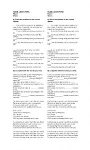 English worksheet: numb listening