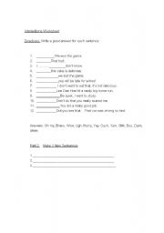 English Worksheet: Interjections Worksheet