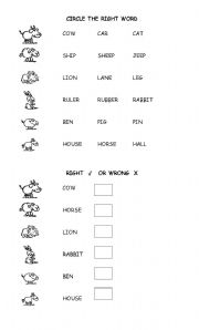 English worksheet: Animals - easy