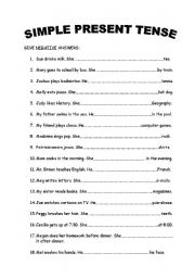 English Worksheet: negative sentences with 3rd person singular in Present Simple tense