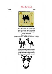 English Worksheet: Song- Alice the Camel