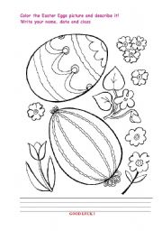 English Worksheet: Colour the Easter Eggs
