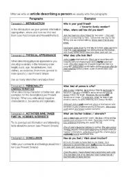 English Worksheet: Describing people - how to write paragraphs step by step