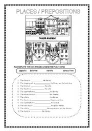 English Worksheet: PLACES AND PREPOSITIONS