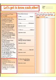 English Worksheet: Lets get to know each other!