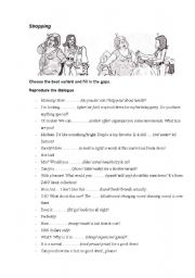 English Worksheet: shopping dialogue