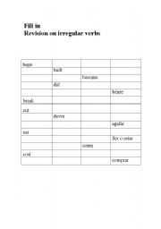 English worksheet: irregular verbs