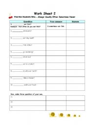 English worksheet: Adv of frequency