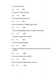 English worksheet: asking for the information about your tour