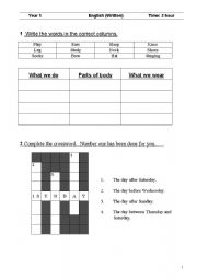 English worksheet: English