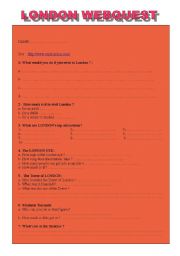 English Worksheet: LONDON WEBQUEST