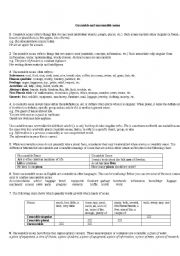 English Worksheet: Countable and uncountable nouns