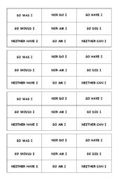 English Worksheet: so was I