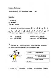 English worksheet: present Continuous-rules