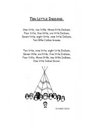 English Worksheet: TEN LITTLE INDIANS