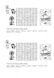 English Worksheet: pirate wordsearch