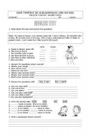 English Worksheet: VERB TO BE AND PRESENTATION