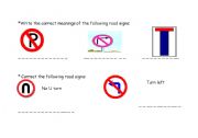 English Worksheet: road signs
