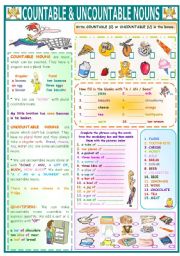 COUNTABLE&UNCOUNTABLE NOUNS