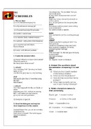 English Worksheet: The Incredibles