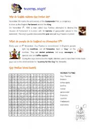 English Worksheet: Bonfire Night 