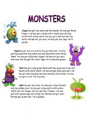 English Worksheet: monsters