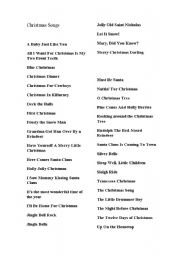 English Worksheet: chirstmas songs