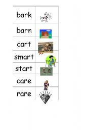 English worksheet: ar and are words