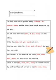 English Worksheet: conjunctions