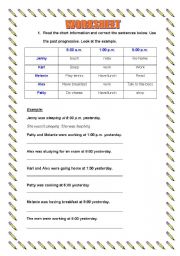 English Worksheet: past progressive worksheet