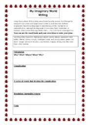 English worksheet: Imaginary World-writing