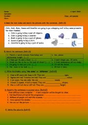 English worksheet: worksheet about clothes and adverbs