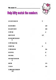 English worksheet: MATCH THE NUMBERS