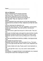 English worksheet: Elephants