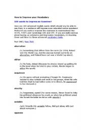 English Worksheet: improve vocabulary