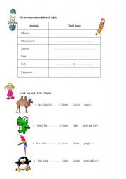 English worksheet: Tell where they live.