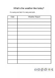 English worksheet: Weather report