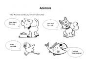 English Worksheet: Colour the animals