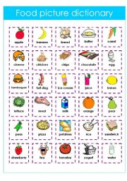 English Worksheet: FOOD picture dictionary