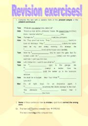 English Worksheet: Grammar revision exercises
