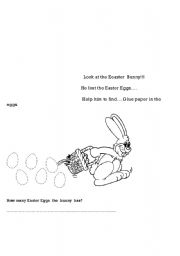 English Worksheet: Easter Bunny and His eggs