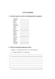 English worksheet: FRUITS