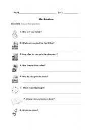 English Worksheet: WH-Questions