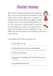 English Worksheet: Pocket money 