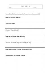 English worksheet: My Pets