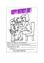English worksheet: mothers day