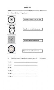 English worksheet: the time