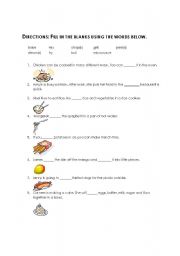 English Worksheet: Cooking Words - Fill in the Blank