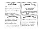 English Worksheet: Sight Word Task Cards 